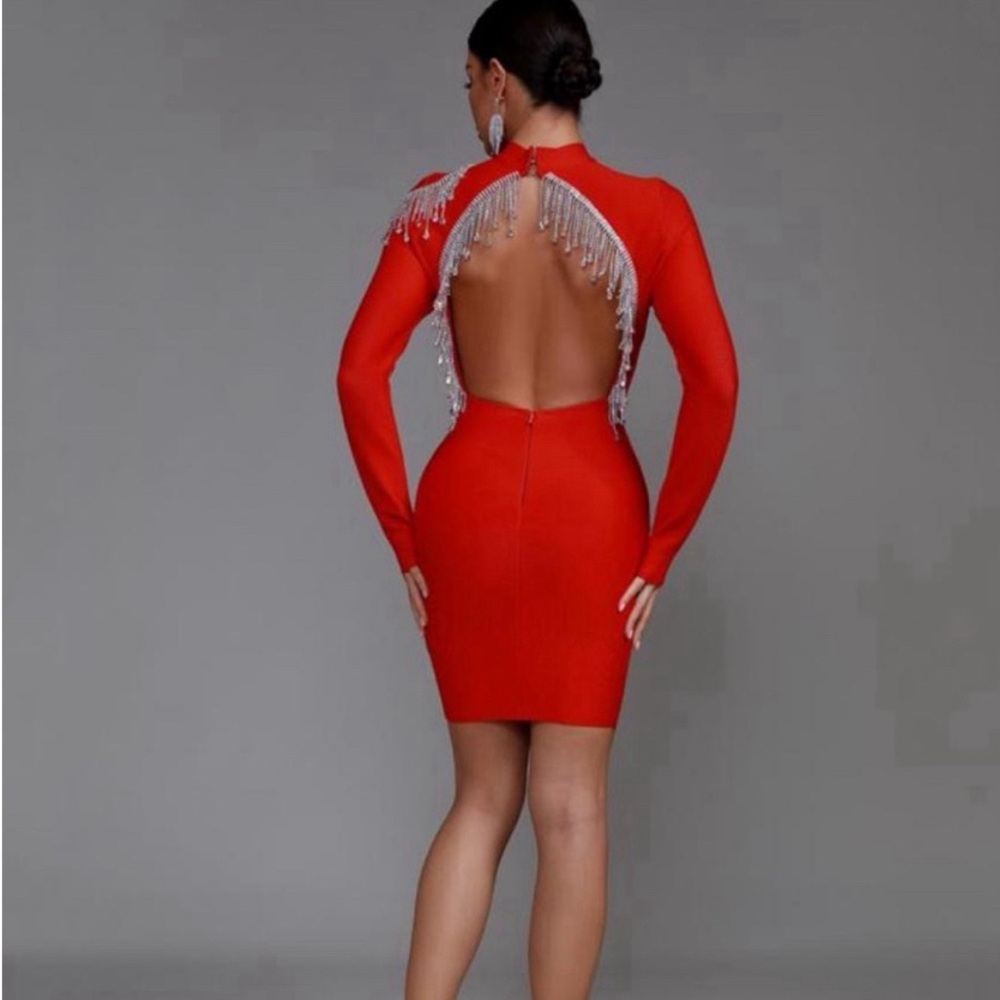 Red dress bandage material.